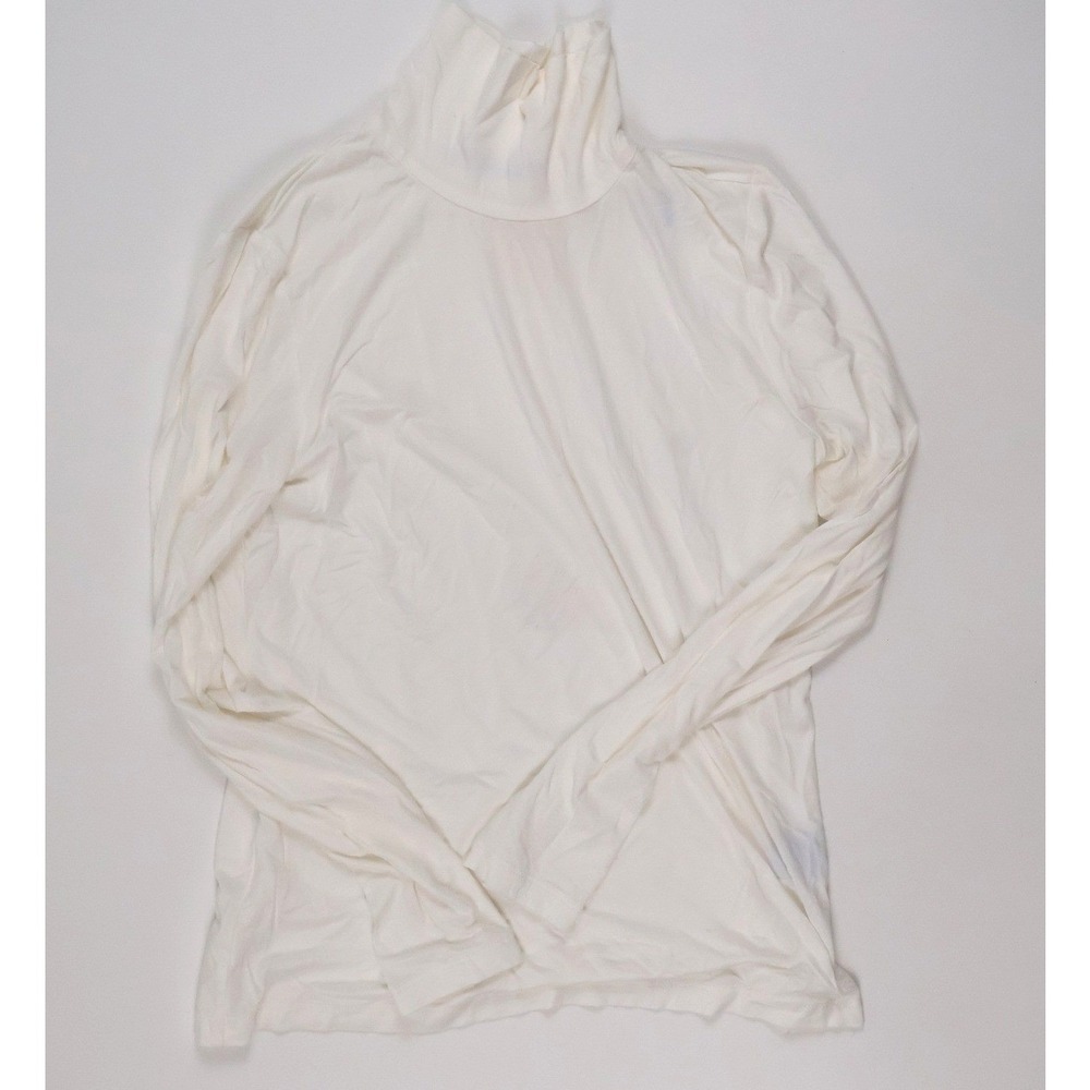 J.McLaughlin Turtleneck Top Cream Solid Small Rayon Stretch Layering Tee